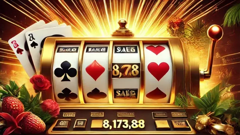 Visual permainan slot dengan simbol reel berwarna